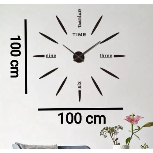 Horloge murale lumineuse 3D 100cm×100cm, autocollants muraux