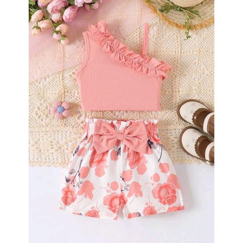 Ensemble top camisole sans manches avec volants et short