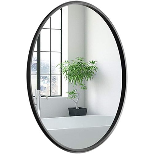 Miroir ovale Noir 56X44CM cadre bois