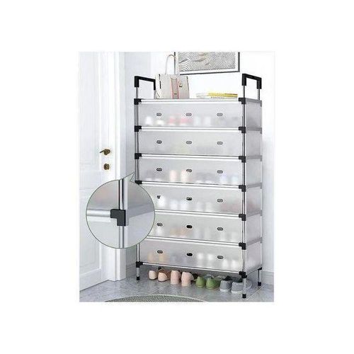 Meuble de Rangement Chaussures 7 Niveaux Pliable avec Diaphragme Anti-Poussière