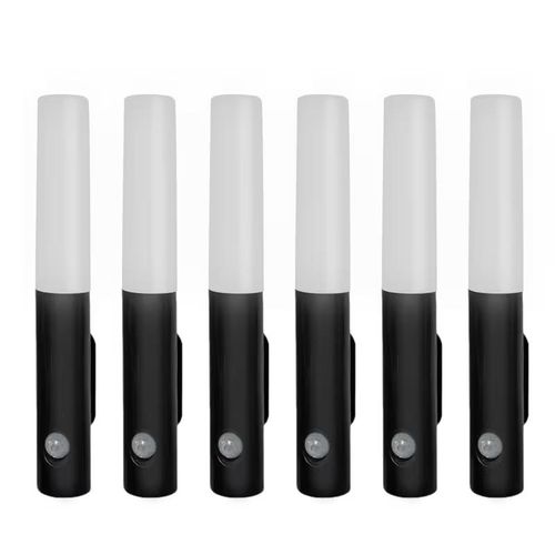 Pack de 6 Veilleuses LED Intelligentes Noires Rechargeables USB-C – Détecteur de Mouvement PIR, Lampes Murales Magnétiques Sans Fil, 3 Modes d'Éclairage pour Chambre, Couloir, Escalier, Placard & Cuisine