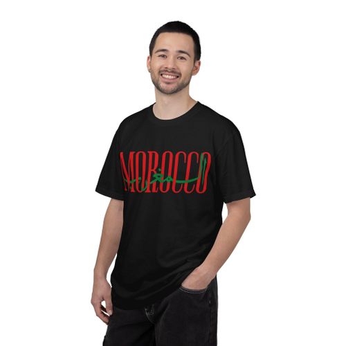 Maillot مغرب T-shirt Premium Maroc 100% Coton Unisexe NOIR
