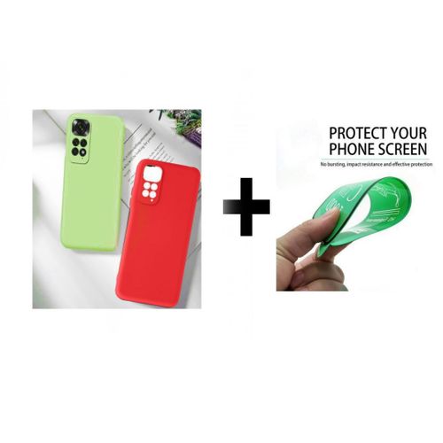 Pack : 2 pochette Redmi Note 11 4G silicone Goma Rouge et Vert + Ciramik