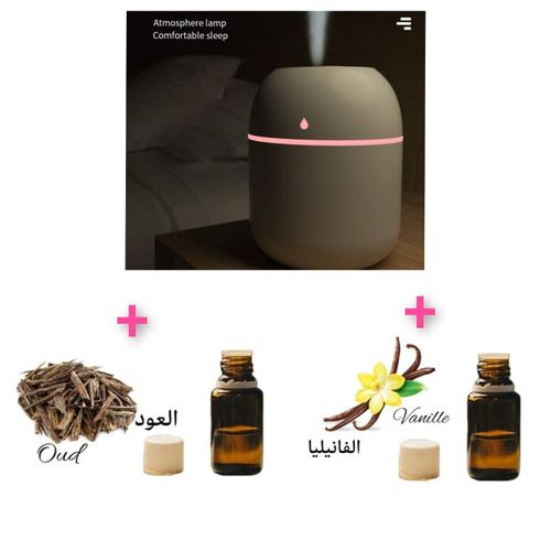 مرطب هواء محمول معطر جو للمكتب 2 زيت عطري مرطب هواء للسيارة 220 مل مع ضوء ليلي صغير بمنفذ USB