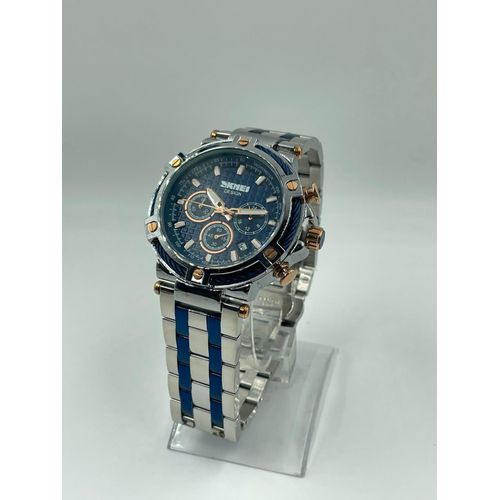Montres marque de luxe étanche sport Quartz chronométré original, montres de dress pour hommes en acier inoxydable, Chronographe de luxe Quartz Montre-bracelet Homme Argenté