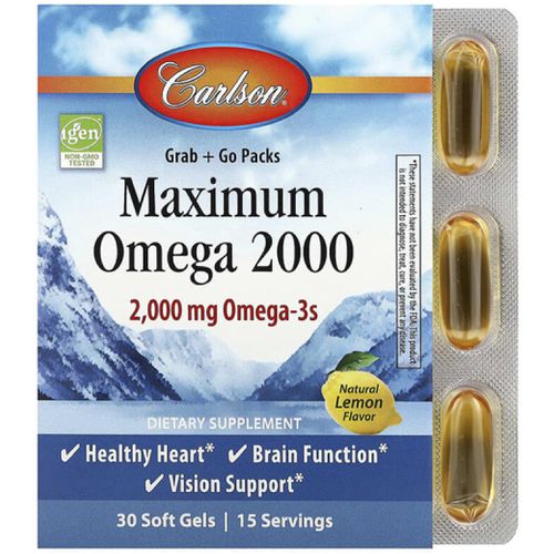 Carlson, Maximum Omega 2000, Natural Lemon, 30 softgels (1000 mg per softgel)