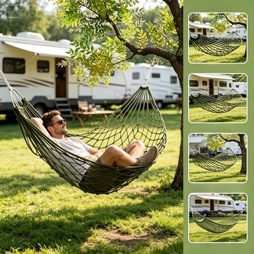 hamac de camping de jardin en nylon de haute résistance – Balançoire multifonctionnelle verte, installation facile,
