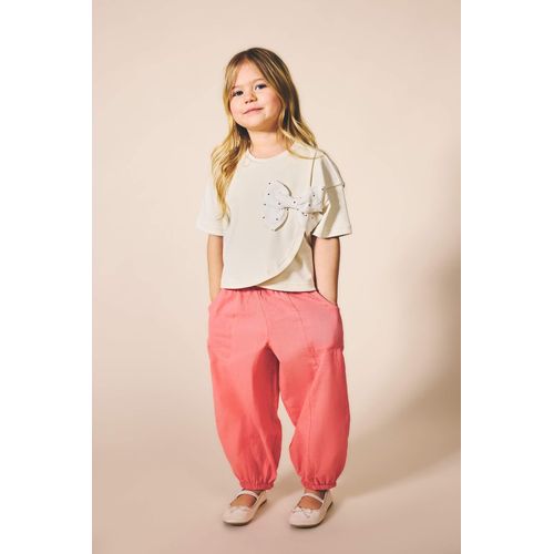 Pantalon en lin mélangé Coupe ballon à chevilles élastiques pour bébé fille