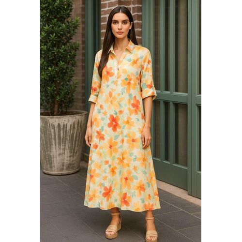 Robe Longue Imprimée Fleur D'Oranger - R4842E25