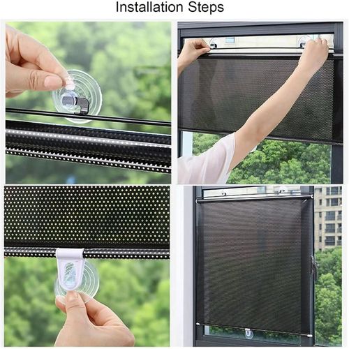 Pare-Soleil Rouleau Occultant Ventouse Stores Rideaux pour Salon Cuisine Bureau Voiture FenêTre Rideau Perforé Gratuit 40x125cm