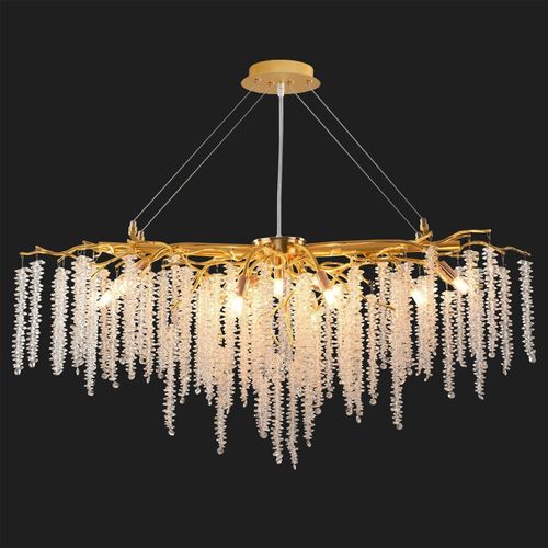 Lustre Moderne Chic Cristal 120cm Doré éclairage LED économique