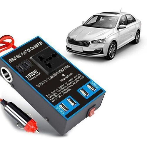 Convertisseur de puissance 1500 W pour voiture, 12/24 V vers 110/220 V, ports de charge rapide, prises CA, Onduleur de puissance