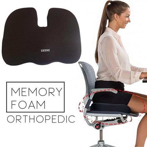 Coussin de siège confortable extra large, Mousse à mémoire de forme orthopédique antidérapante, Soulagement du dos et du coccyx, Pour voiture, voyage, bureau, fauteuil roulant