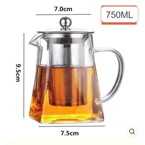 Théière en Verre Résistante à la Chaleur 750ml avec Infuseur en Inox
