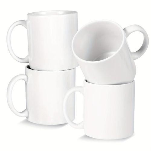 Ensemble Cadeau de 4 Tasses en Cramique Blanche Tasses Caf pour Usage Quotidien en Famille 4 Pices Adaptes au Micro-ondes au Four et au Rfrigrateur Tasses Th pour Bureau Maison et Jardin Tasses pour Boissons Chaudes et Froides