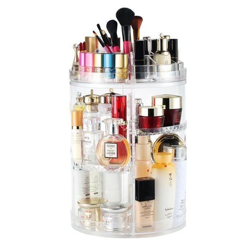 Organisateur de maquillage - Transparent - 3 niveaux - Rotatif 360° - Grande capacité - Pratique