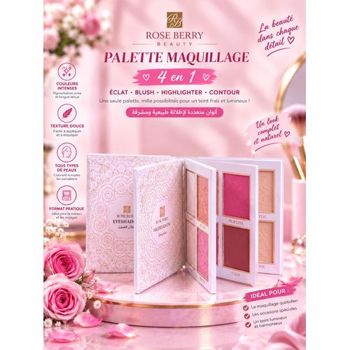 Palette de Maquillage – Fards à Paupières, Blush & Contour