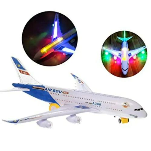 AIR BUS A380 Avion Flash Electric 47cm Jouet Enfant Lumineuse & Sonores avec Roues - Modèle à Rouler et à Assembler