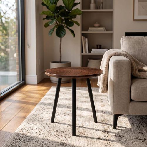 Table d'appoint ronde en bois de style - Ivan - 50*50cm