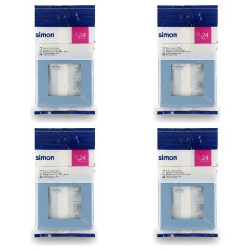 Lot de 4 - Plaque Simple S24 - Cadre Bleu Clair - Pour Interrupteur - Finition Mate