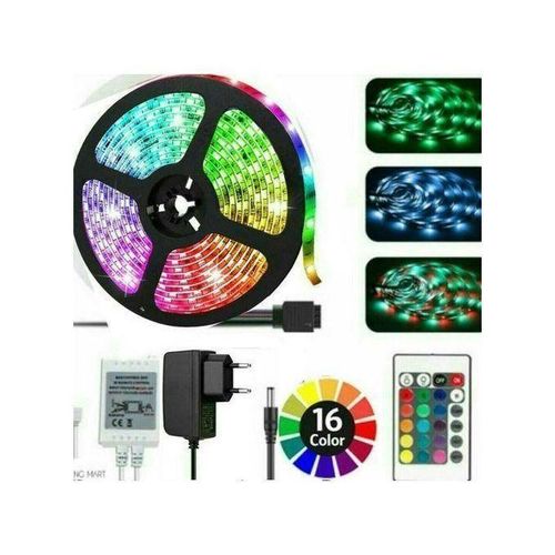 Ruban LED RGB 5M Étanche, Éclairage Décoratif Puissant avec 16 Couleurs et Commande à Distance