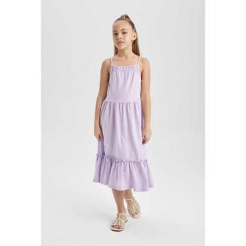 Robe Fille coupe regular en coton - Violet - B4466A8.