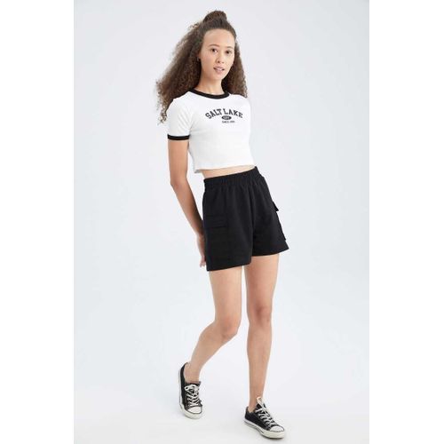 Coupe Régulière Thin Sweat-Shirt Fabric Regular Hem Short - Y0102AZ - Noir