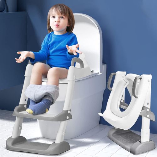 Réducteur de Toilette pour Enfants avec Échelle Ajustable et Accoudoirs – Siège WC Bébé Antidérapant et Sécurisé pour Apprentissage de la Propreté