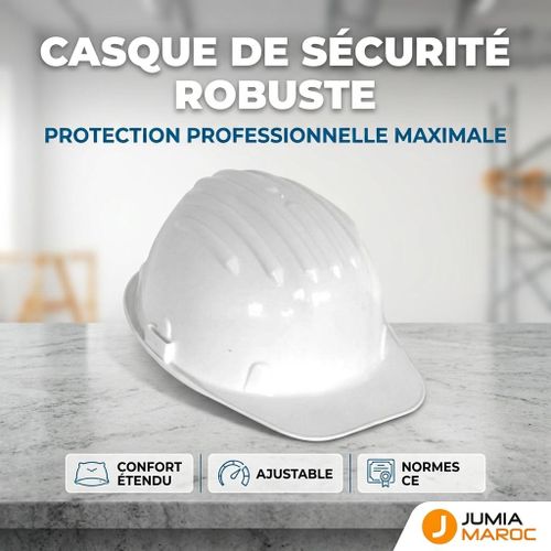 Casque de Sécurité Chantier Blanc – Protection de Tête Professionnelle Réglable et Haute Résistance
