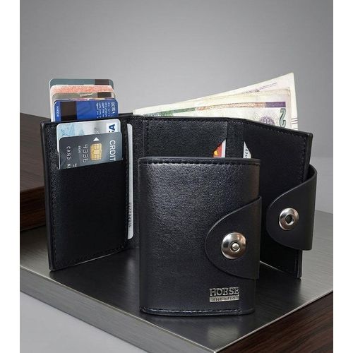 Portefeuille Homme Cuir Compact avec Bouton Pression – Porte Carte Élégant, Portefeuille Minimaliste Slim pour Cartes & Argent