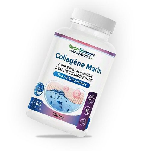 كبسولات ببتيد الكولاجين البحري للأسماك، مشروب كولاجين بحري مخصص لتبييض البشرة، مكمل للأظافر اللامعة والبشرة والمفاصل - 60 كبسولة - 350 ملغ.