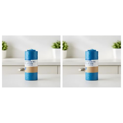 Sacs Poubelle - Résistants - Usage Quotidien - Bleu 35 L