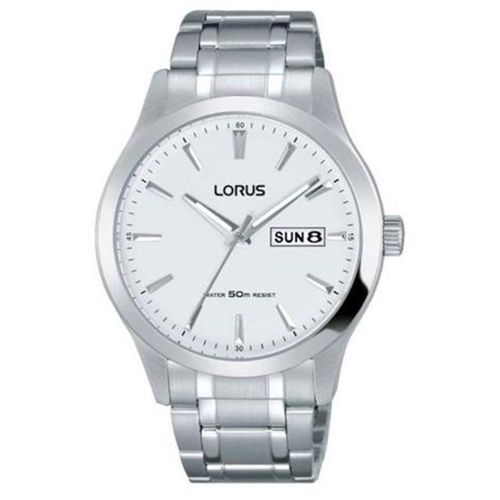 Montre classique au fond blanc et avec dateur jours/mois pour hommes - Etanche - RXN25DX9