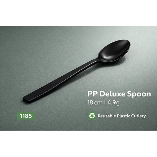 Cuillère PP noire 18 cm reutilisable - Carton de 1000 pièces