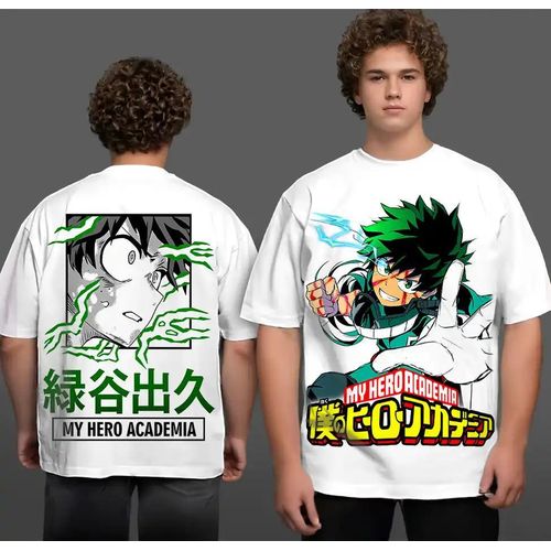 Oversized T-shirt My Hero Academia Teshirt Blanc Anime Manga Japan Izuku Midoriya Fashion Tshirt