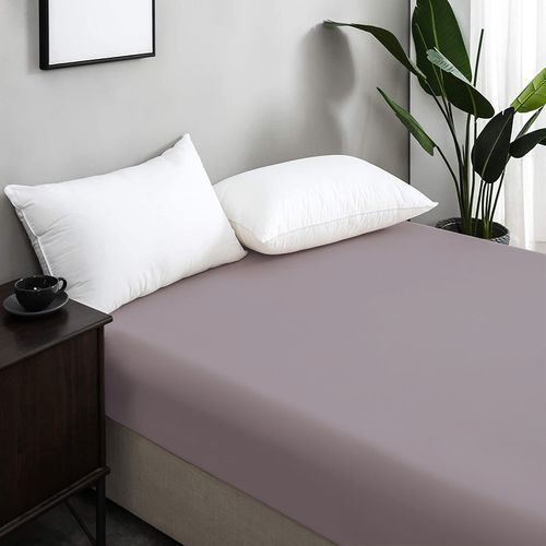 Drap Housse Uni Gris Clair (2 Places)- Doux & antiallérgique