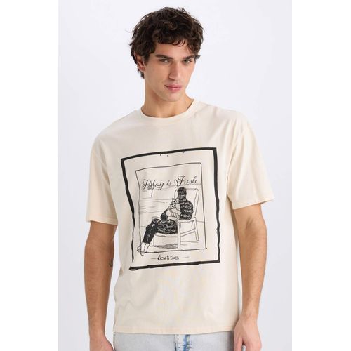 T shirt boxy imprimé à col rond