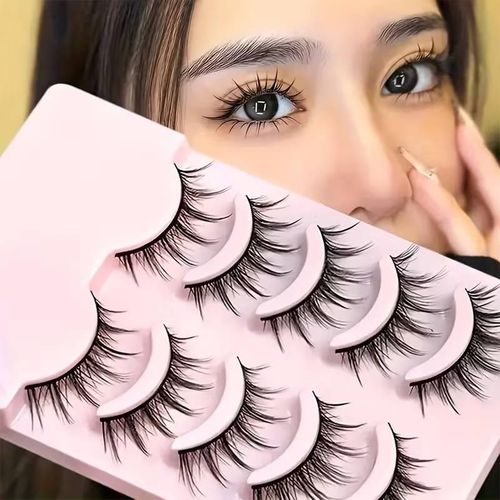 Faux cils épais, naturels, fins et fournis - 5 paires, pour un regard irrésistible.