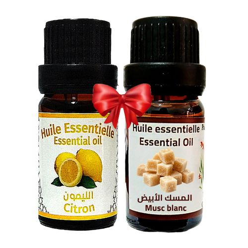 Huile Essentielle de Musc Blanc Musk Essence fragrance Parfum 10ml + Huile essentielle de citron 100% Naturel -10ml