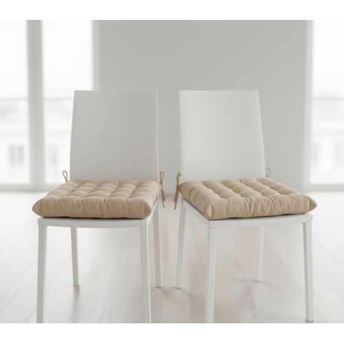 Pack de 2 Coussins de Chaise Beige 40x40x5cm - Galette Confortable Intérieur - Économique et Durable