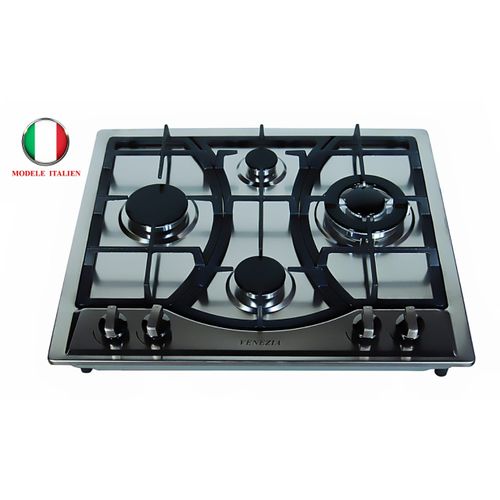 Plaque De Cuisson 4 Feux À Gaz Électrique 60 Cm En Inox De Haute Qualité