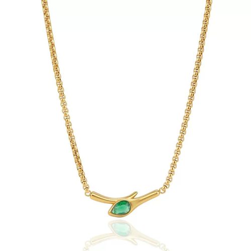 Collier de luxe pour femme plaqué or Serpent Émeraude CGN258