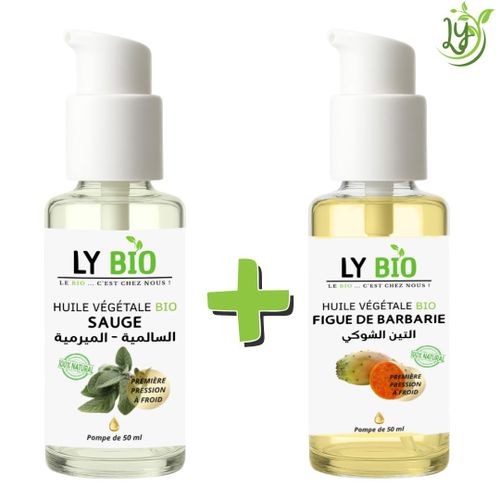 PACK HUILE SAUGE 50ML - POMPE + HUILE FIGUE DE BARBARIE 50ML - POMPE