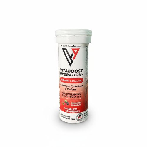Vitaboost Hydratation+ Comprimés Effervescents - Goût Fruits Rouges - 10 Unités - Complément Électrolytes pour Énergie et Vitalité
