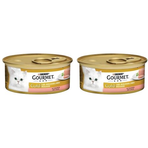 Aliment pour chat - Mousseline au saumon - Alimentation quotidienne - 85g - Lot de 2