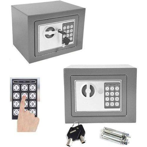 Coffre Fort à Serrure Électronique Avec Code PIN et 2 Clés, Fixations Murales et au sol
