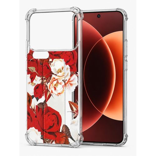 Coque pochette style fashion pour Xiaomi 17 pro avec motif floral et sangle+ support intégré