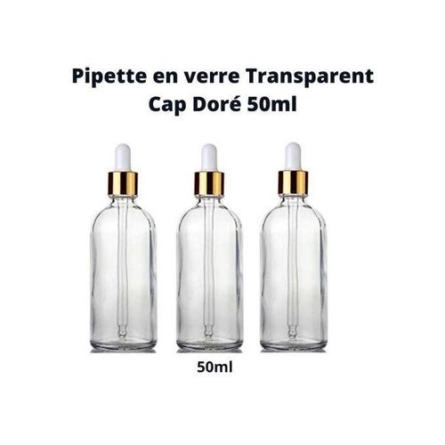Pack de 10 Pipette compte-gouttes en verre pour cosmétique 50 ml