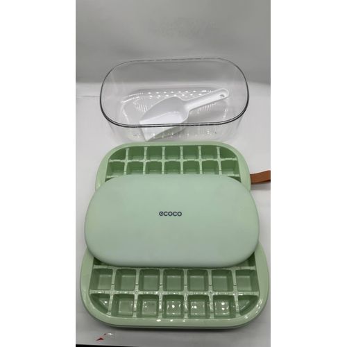 صينية مكعبات الثلج Mudhen مع غطاء وصينية تجميد، حاوية مكعبات الثلج مع غطاء وملعقة الثلج، صواني مكعبات الثلج لصنع مكعبات الثلج بحجم 2 سم (أبيض، 72 مكعب)