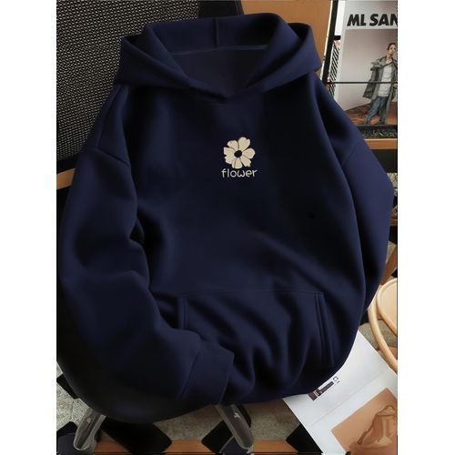 Nouveau sweatshirt pour femme FLOWER avec imprimé exquis, tendance, décontracté, extérieur, quotidien, S, fêtes, à capuche doublé